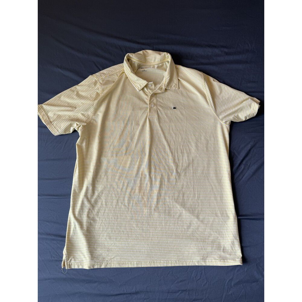 Men's Crown & Ivy Polo Shirt Yellow Stripe Size L-B1